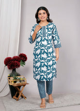 Cotton Kurta Pant Set For Women, Indian Salwar Suit , Stitched Suit Set for Women, Dailywear suit