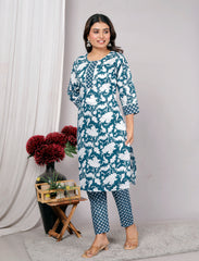 Cotton Kurta Pant Set For Women, Indian Salwar Suit , Stitched Suit Set for Women, Dailywear suit