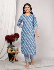 Cotton Kurta Pant Set For Women, Indian Salwar Suit , Stitched Suit Set for Women, Dailywear suit
