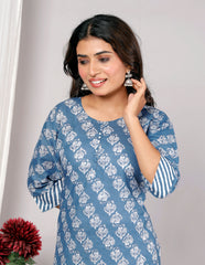 Cotton Kurta Pant Set For Women, Indian Salwar Suit , Stitched Suit Set for Women, Dailywear suit