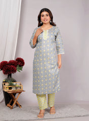 Cotton Kurta Pant Set For Women, Indian Salwar Suit , Stitched Suit Set for Women, Dailywear suit