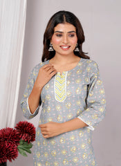 Cotton Kurta Pant Set For Women, Indian Salwar Suit , Stitched Suit Set for Women, Dailywear suit