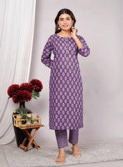Cotton Kurta Pant Set For Women, Indian Salwar Suit , Stitched Suit Set for Women, Dailywear suit