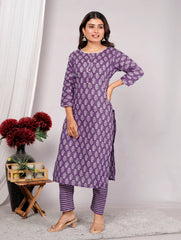 Cotton Kurta Pant Set For Women, Indian Salwar Suit , Stitched Suit Set for Women, Dailywear suit