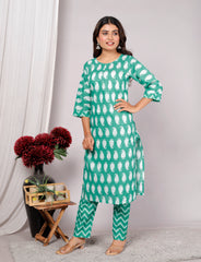 Cotton Kurta Pant Set For Women, Indian Salwar Suit , Stitched Suit Set for Women, Dailywear suit