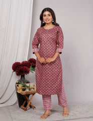 Cotton Kurta Pant Set For Women, Indian Salwar Suit , Stitched Suit Set for Women, Dailywear suit