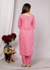 Cotton Kurta Pant Set For Women, Indian Salwar Suit , Stitched Suit Set for Women, Dailywear suit