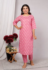 Cotton Kurta Pant Set For Women, Indian Salwar Suit , Stitched Suit Set for Women, Dailywear suit
