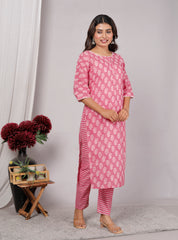 Cotton Kurta Pant Set For Women, Indian Salwar Suit , Stitched Suit Set for Women, Dailywear suit