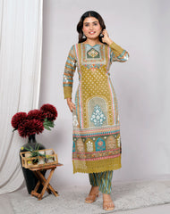 Indian Ethnic Salwar Suit Set, Cotton Kurta Pant Dupatta Set, Straight Line Traditional Pakistani Style Suit