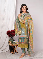 Indian Ethnic Salwar Suit Set, Cotton Kurta Pant Dupatta Set, Straight Line Traditional Pakistani Style Suit