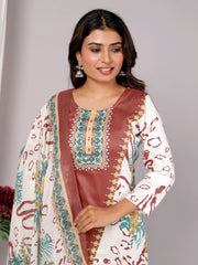 Indian Ethnic Salwar Suit Set, Cotton Kurta Pant Dupatta Set, Straight Line Traditional Pakistani Style Suit