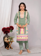 Indian Ethnic Salwar Suit Set, Cotton Kurta Pant Dupatta Set, Straight Line Traditional Pakistani Style Suit