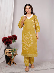 Indian Ethnic Salwar Suit Set, Cotton Kurta with Pant and Dupatta, Three Piece Traditional Set Cotton Suit Set