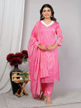 Indian Ethnic Salwar Suit Set, Cotton Kurta with Pant and Dupatta, Three Piece Traditional Set Cotton Suit Set