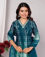 Partywear Salwar Suit For Women , Kurta Dupatta Set For Women (Handmade Work Finish)