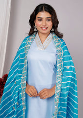 Kurta Dupatta Pant Set For Women, Indian Salwar Suit , Stitched Suit Set for Women, Partywear suit