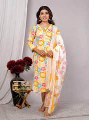 Kurta Dupatta Pant Set For Women, Indian Salwar Suit , Stitched Suit Set for Women, Partywear suit