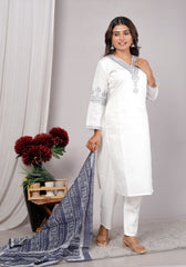 Kurta Dupatta Pant Set For Women, Indian Salwar Suit , Stitched Suit Set for Women, Partywear suit