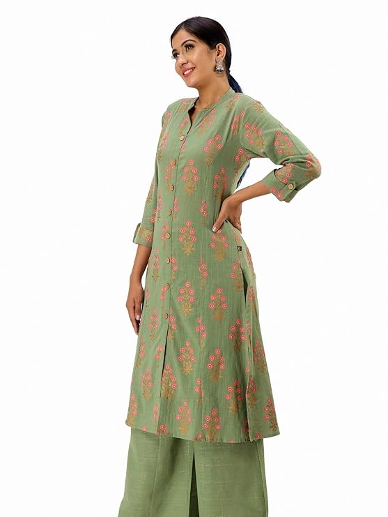 Women's Cotton Relaxed Fit A Line Kurta, Indian Kurta for women, Partywear kurta