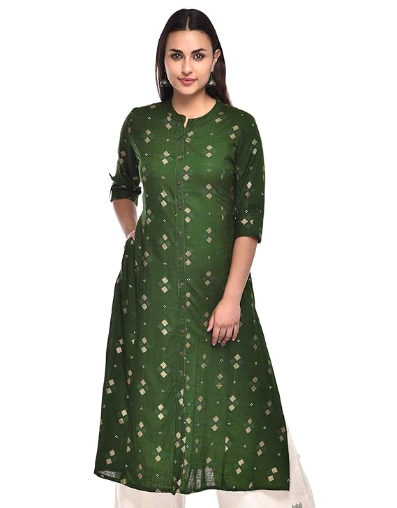 Women's Cotton Relaxed Fit A Line Kurta, Indian Kurta for women, Partywear kurta