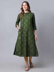 Women's Cotton Relaxed Fit A Line Kurta, Indian Kurta for women, Partywear kurta