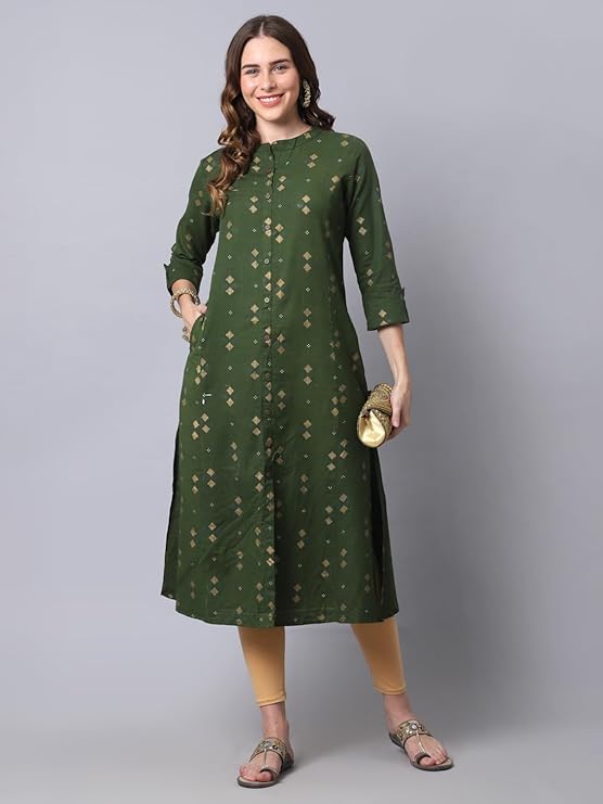 Women's Cotton Relaxed Fit A Line Kurta, Indian Kurta for women, Partywear kurta