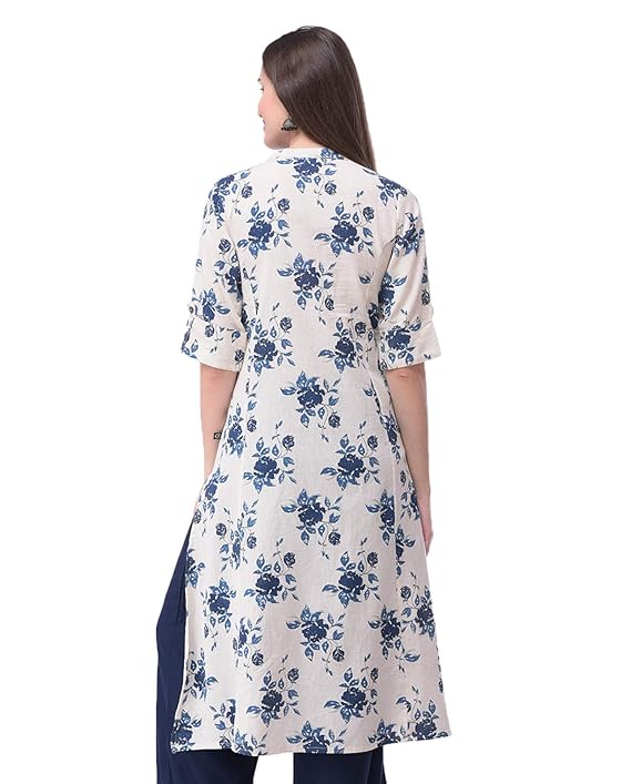 Women's Cotton Relaxed Fit A Line Kurta, Indian Kurta for women, Partywear kurta