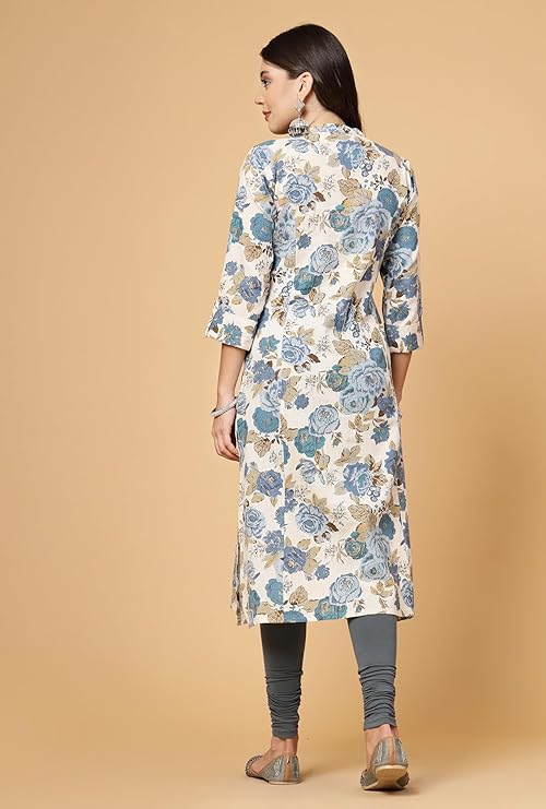 Women's Cotton Relaxed Fit A Line Kurta, Indian Kurta for women, Partywear kurta