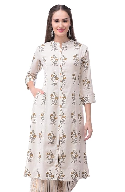 Women's Cotton Relaxed Fit A Line Kurta, Indian Kurta for women, Partywear kurta
