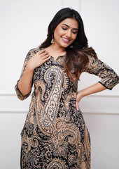Women Viscose Printed Straight Kurta Pant Set, Indian Salwar Suit , Stitched Suit Set for Women, Dailywear suit