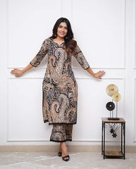 Women Viscose Printed Straight Kurta Pant Set, Indian Salwar Suit , Stitched Suit Set for Women, Dailywear suit