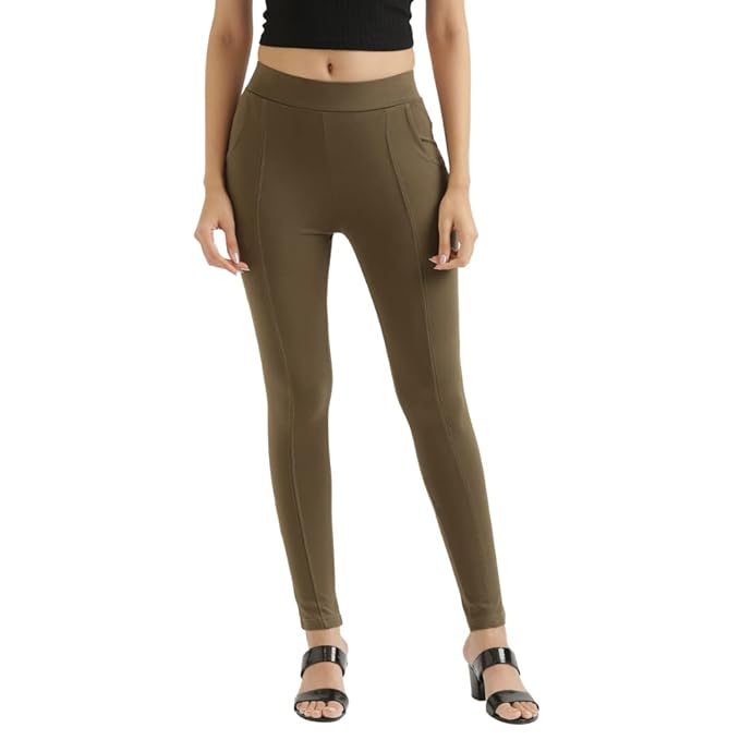Women's Regular Fit & Stretchable High Rise Leggings with pockets