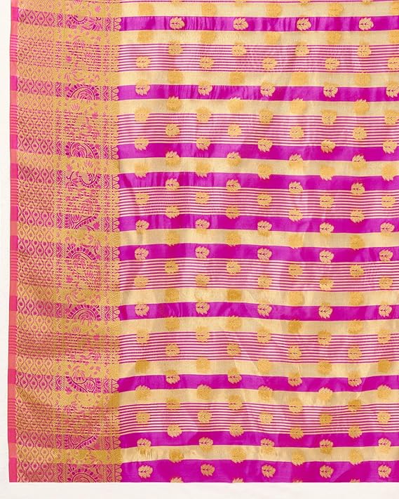 Women's Pure Soft Kanjivaram Silk Saree Banarasi Design Style With Blouse Piece for Wedding