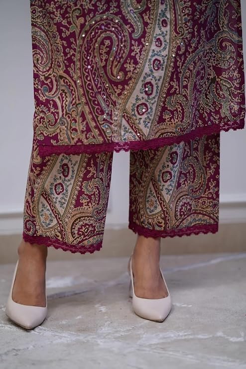 Women Viscose Printed Straight Kurta Pant Set, Indian Salwar Suit , Stitched Suit Set for Women, Dailywear suit