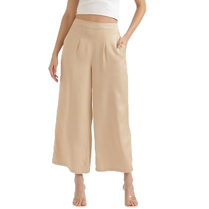Palazzo Pants for Women, Viscose Fabric, Regular Fit, Mid Rise, Deep Pockets