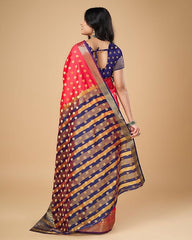 Women's Pure Soft Kanjivaram Silk Saree Banarasi Design Style With Blouse Piece for Wedding