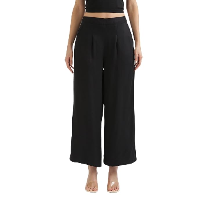 Palazzo Pants for Women, Viscose Fabric, Regular Fit, Mid Rise, Deep Pockets