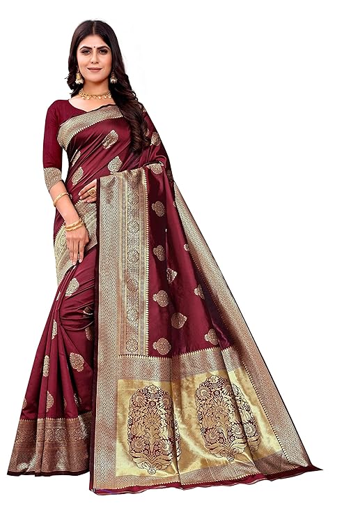 Women's Kanjivaram Art Silk Saree Soft Banarasi Style Sari With Blouse Piece For Wedding Drapper South indian Saree