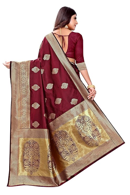 Women's Kanjivaram Art Silk Saree Soft Banarasi Style Sari With Blouse Piece For Wedding Drapper South indian Saree