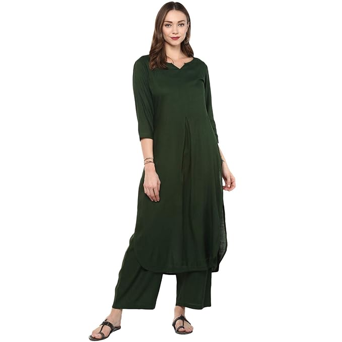 Rayon Solid Straight Brown Kurta Set for Women with Palazzo Designer Kurta Pant Womenwear