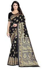 Women's Pure Soft Kanjivaram Silk Saree Banarasi Design Style With Blouse Piece for Wedding