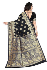 Women's Pure Soft Kanjivaram Silk Saree Banarasi Design Style With Blouse Piece for Wedding