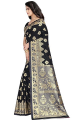 Women's Pure Soft Kanjivaram Silk Saree Banarasi Design Style With Blouse Piece for Wedding