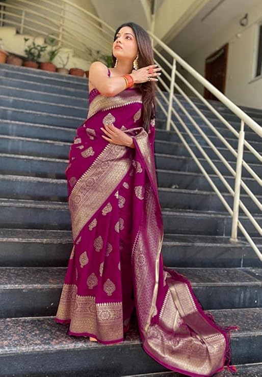 Women's Kanjivaram Art Silk Saree Soft Banarasi Style Sari With Blouse Piece For Wedding Drapper South indian Saree