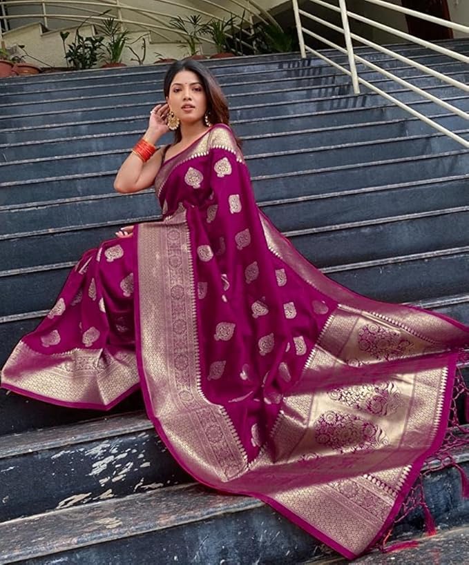 Women's Kanjivaram Art Silk Saree Soft Banarasi Style Sari With Blouse Piece For Wedding Drapper South indian Saree