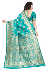 Women's Pure Soft Kanjivaram Silk Saree Banarasi Design Style With Blouse Piece for Wedding