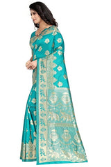 Women's Pure Soft Kanjivaram Silk Saree Banarasi Design Style With Blouse Piece for Wedding