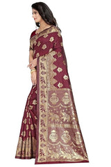 Women's Pure Soft Kanjivaram Silk Saree Banarasi Design Style With Blouse Piece for Wedding