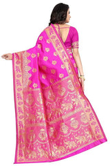 Women's Pure Soft Kanjivaram Silk Saree Banarasi Design Style With Blouse Piece for Wedding